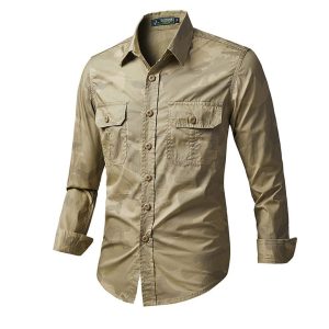 full sleeves double pocket panel shirt